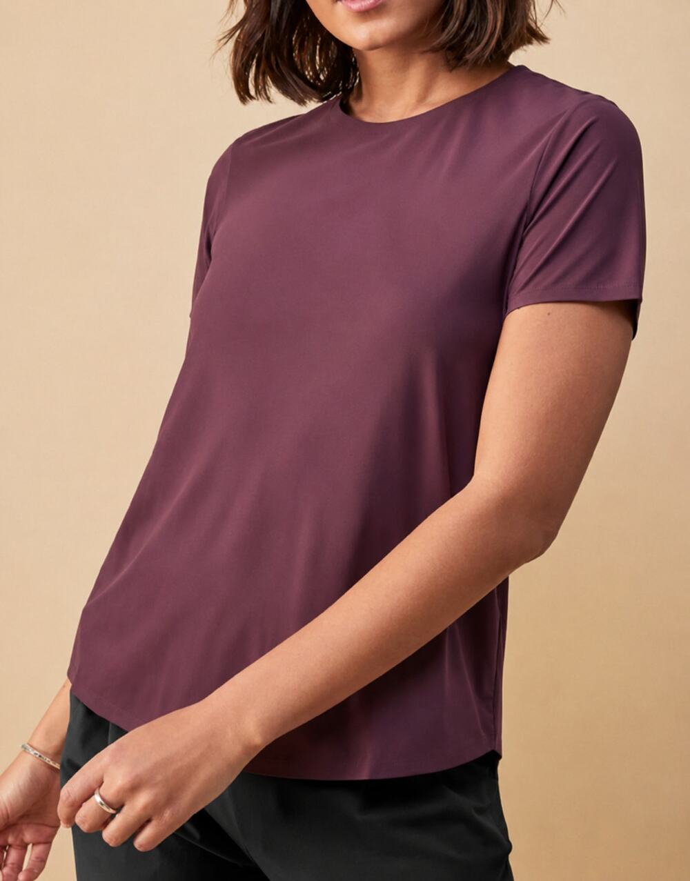 ADAY Made It Short Sleeve T-Shirt Plum Purple Lightweight Women's Lg